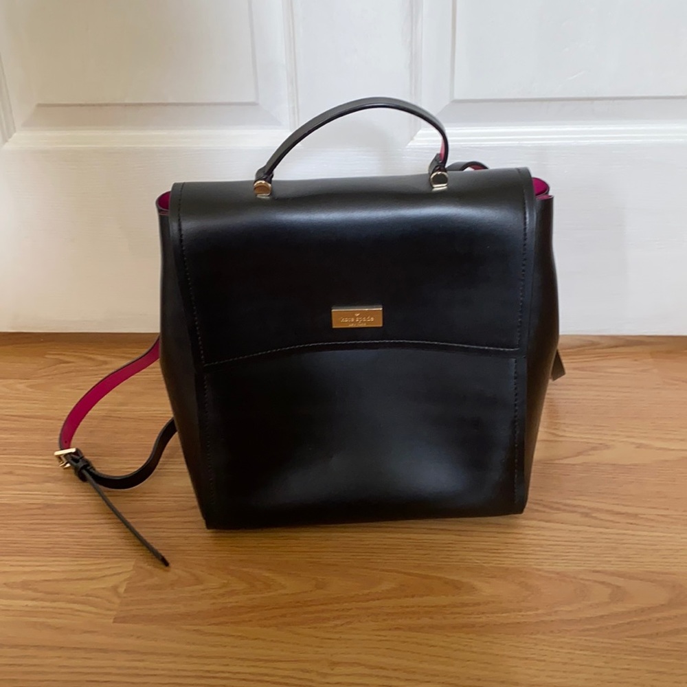 Kate Spade black leather backpack